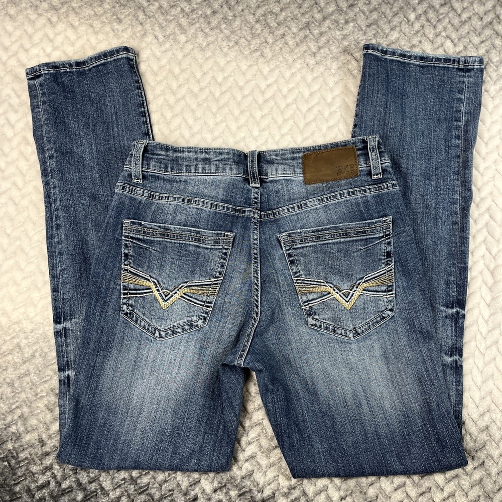BKE Alec Jeans Mens 30x32 Blue Straight Leg Stretch Denim Medium Wash Fading
